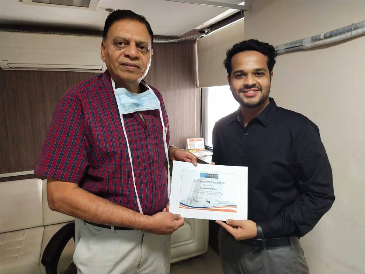 Dr. Samarth Patel — Joint Replacement Fellowship Certificate, Saviour Hospital